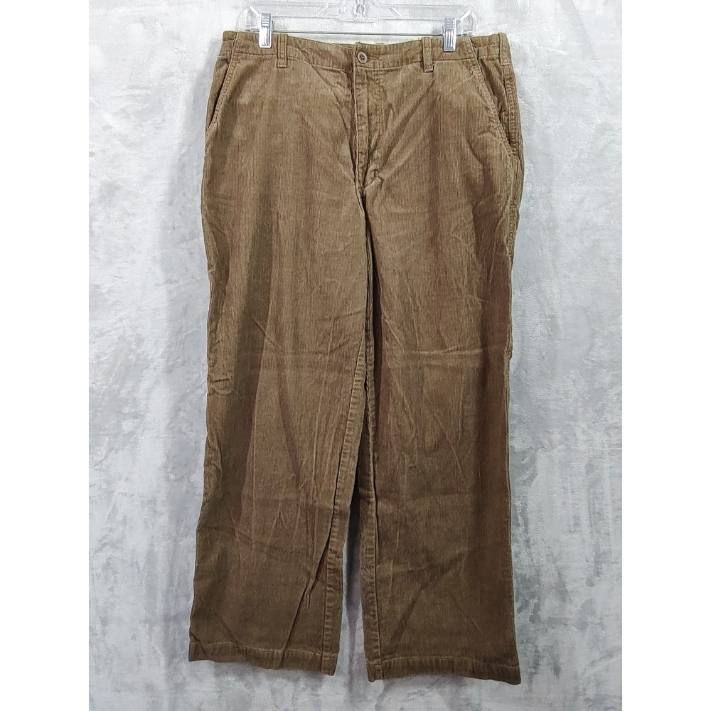 Gap Mens Brown Corduroy Pants Loose Fit 35x30 Relaxed Wide Leg Cotton Trouser
